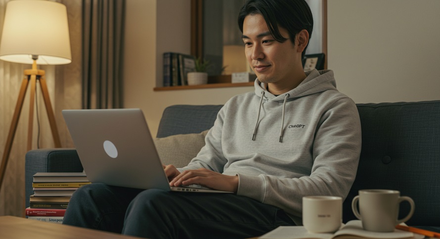 プログラミング学習に励む男性