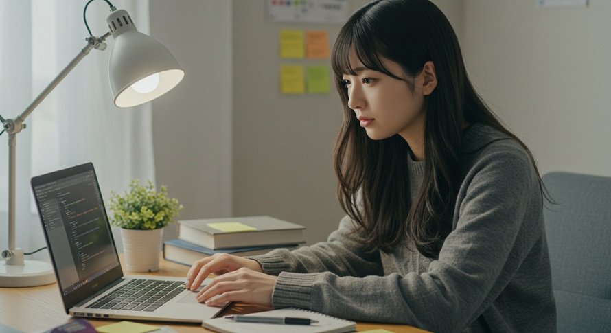 プログラミング学習が初期段階の女性
