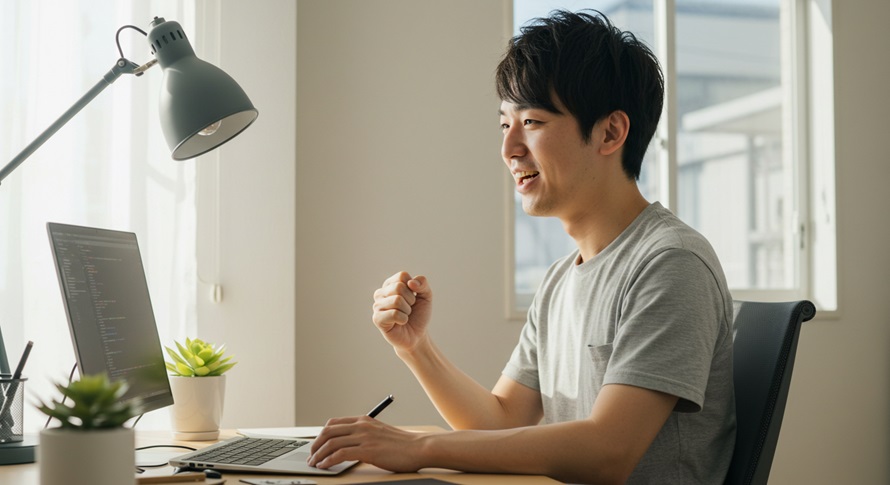 プログラミング副業で収益化できている男性