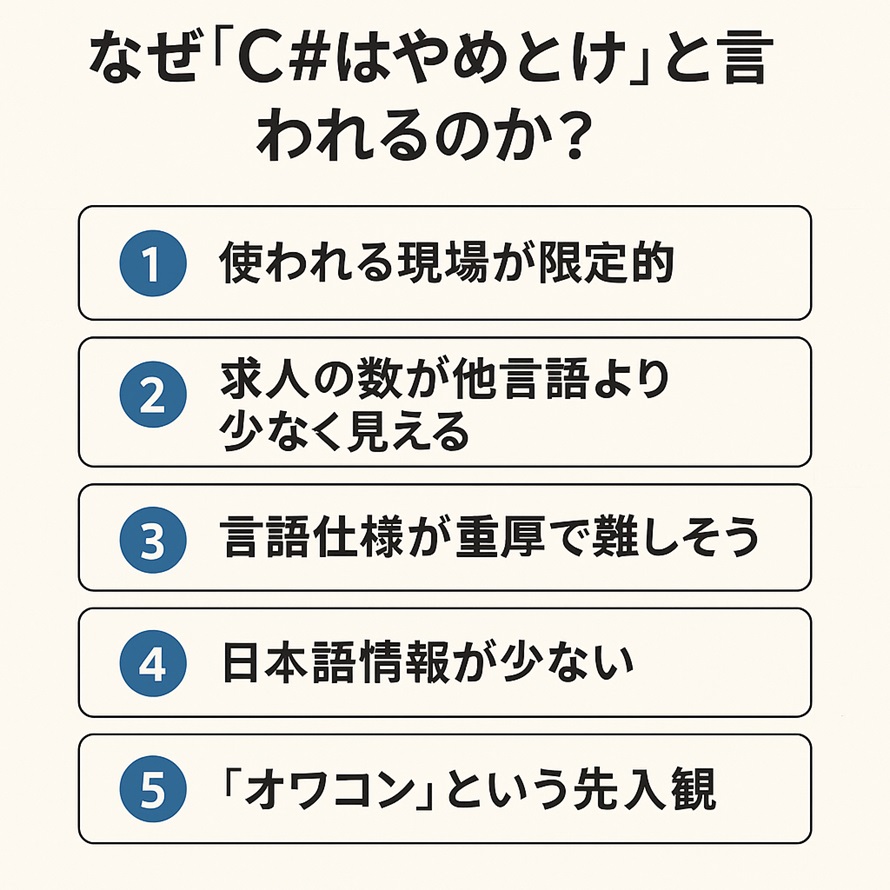 C#がやめとけと言われる理由