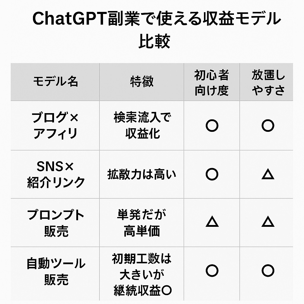 ChatGPT副業の代表的な収益モデル